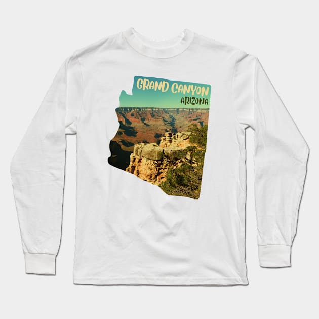 Grand Canyon Arizona map Grand Canyon photo Arizona tourism Long Sleeve T-Shirt by BoogieCreates